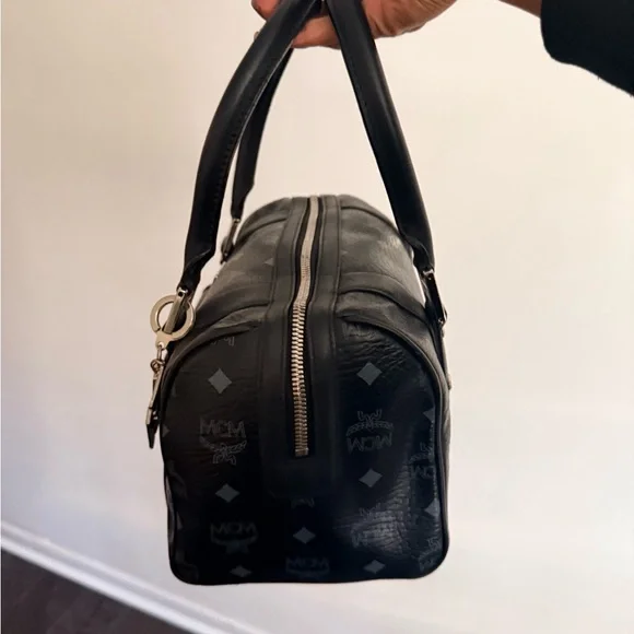MCM Black Satchel with Silver Accents - Picture 5 of 13